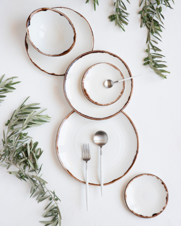 Vajilla 12 piezas "Organic" Natural Brown