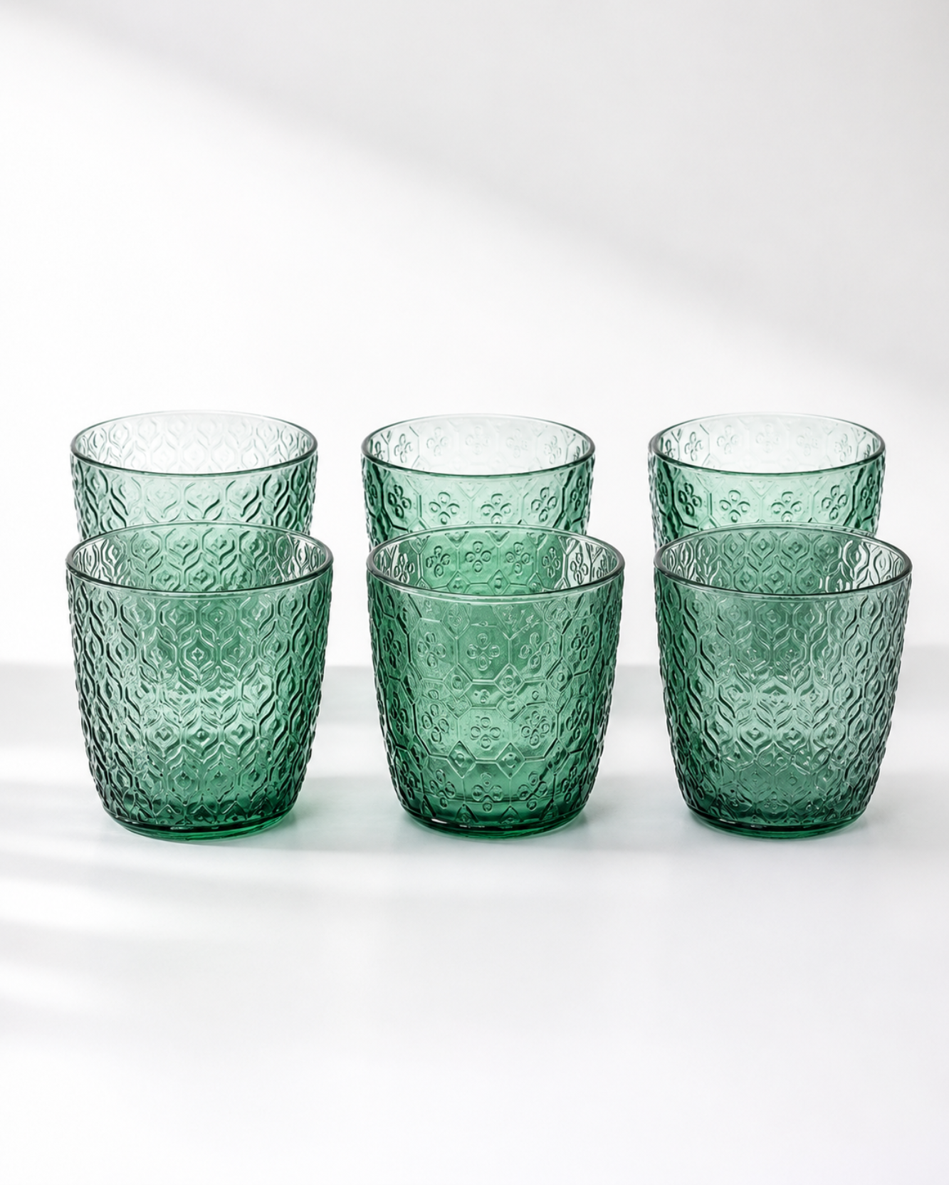 Textures Optical Olive Green Glazen Set van 6
