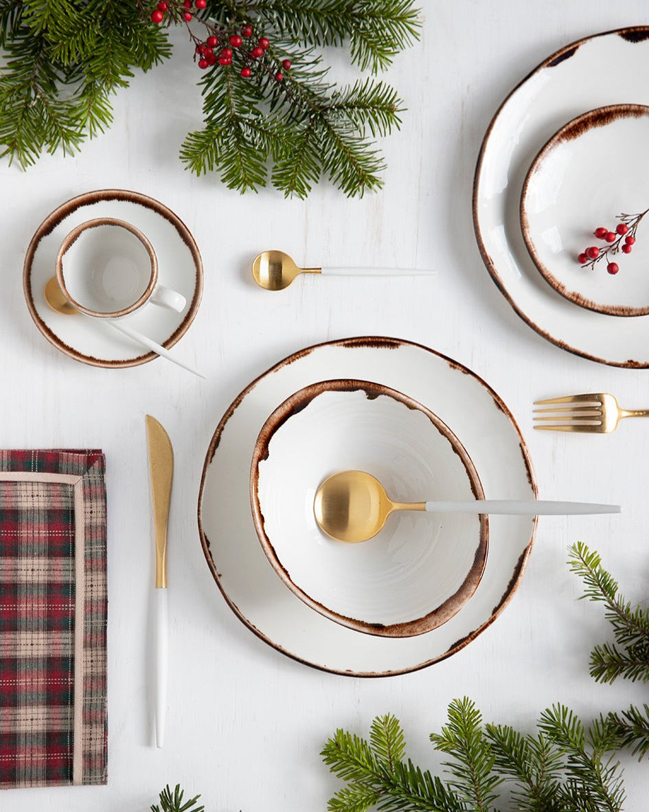 Vajilla 12 piezas "Organic" Natural Brown