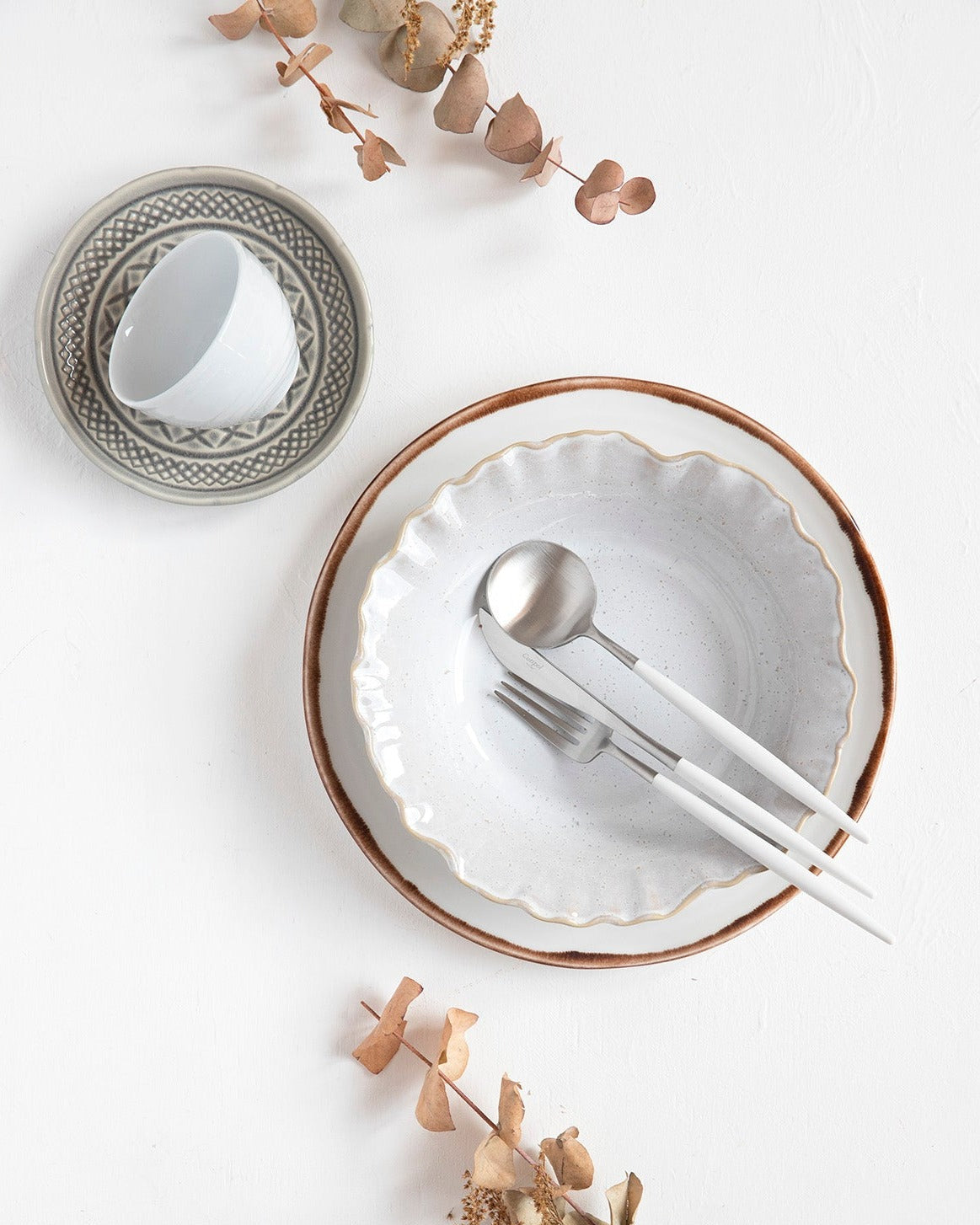 Vajilla 12 piezas "Organic" Natural Brown