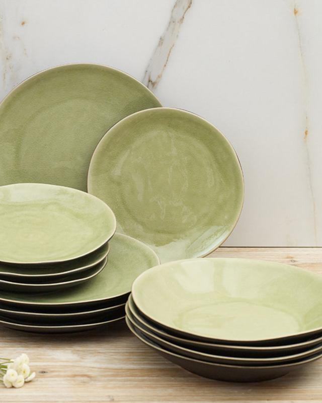 Riviera Green 12-piece Dinner Set