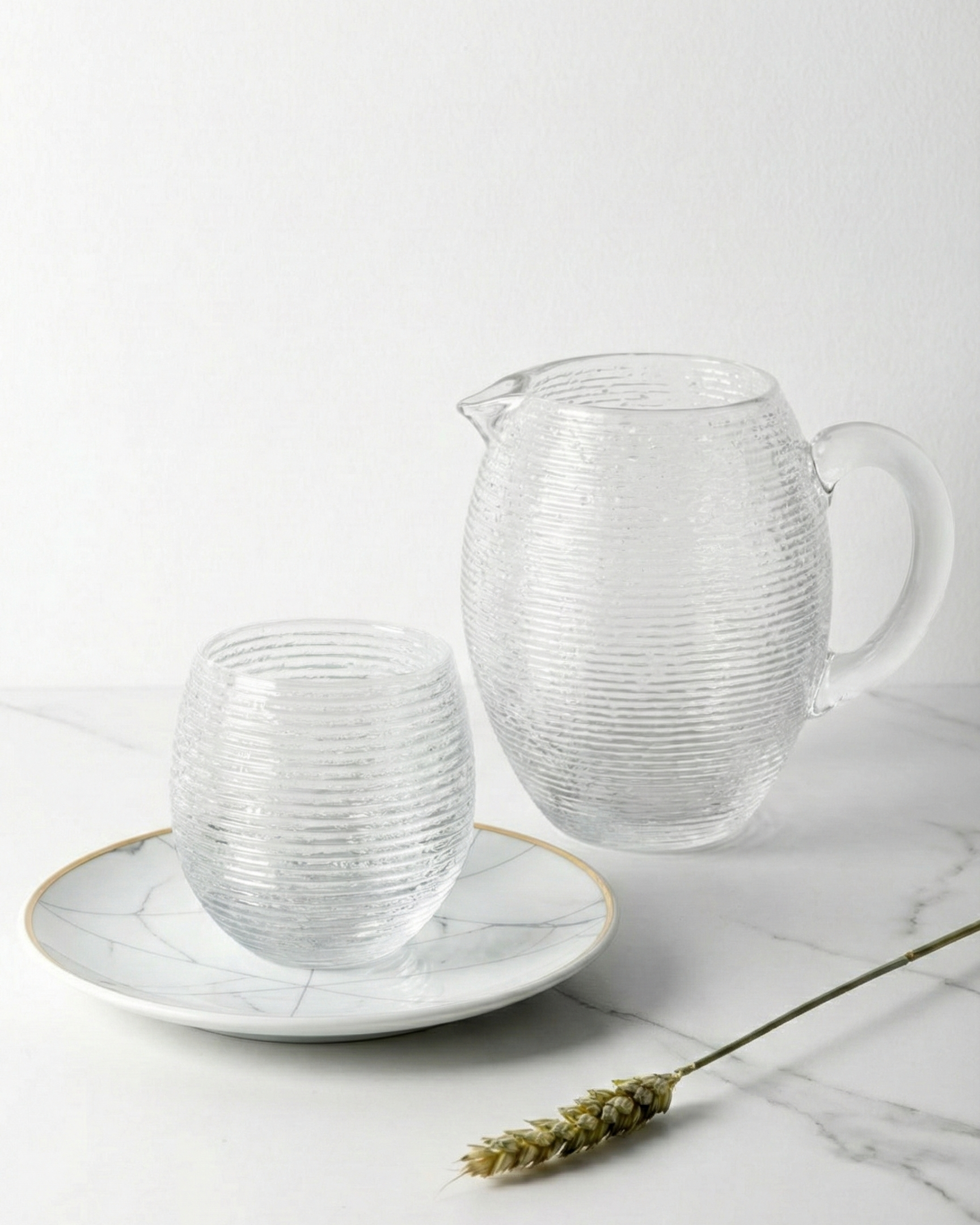 Set 6 glasses + Jug Reeded