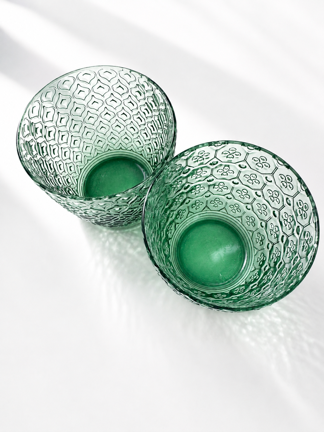 Textures Optical Olive Green Glazen Set van 6