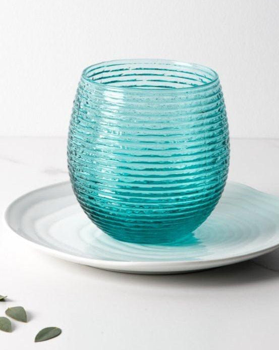 Set 6 vasos Reeded Turquoise